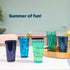 6 Multicoloured Plastic Tumblers - Teal